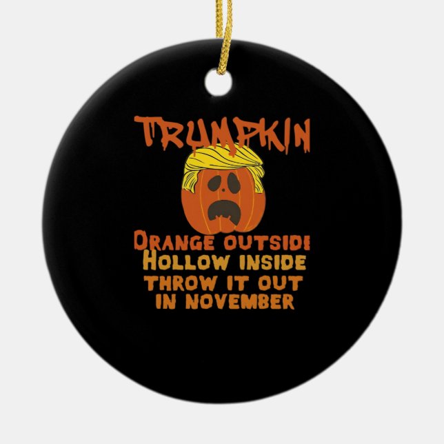 Trumpkin Inside Throw Out November Classic Ceramic Tree Decoration (Front)