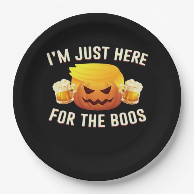 Trumpkin Just For The Boos Halloween Costume Paper Plate (Front)
