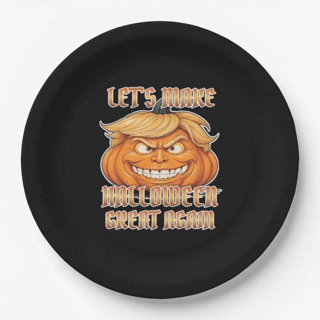 Trumpkin Let's Make Halloween Great Again Classic  Paper Plate (Front)