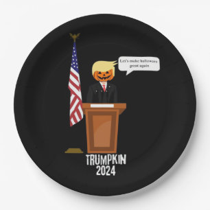 Trumpkin Let's Make Halloween Great Again Classic Paper Plate