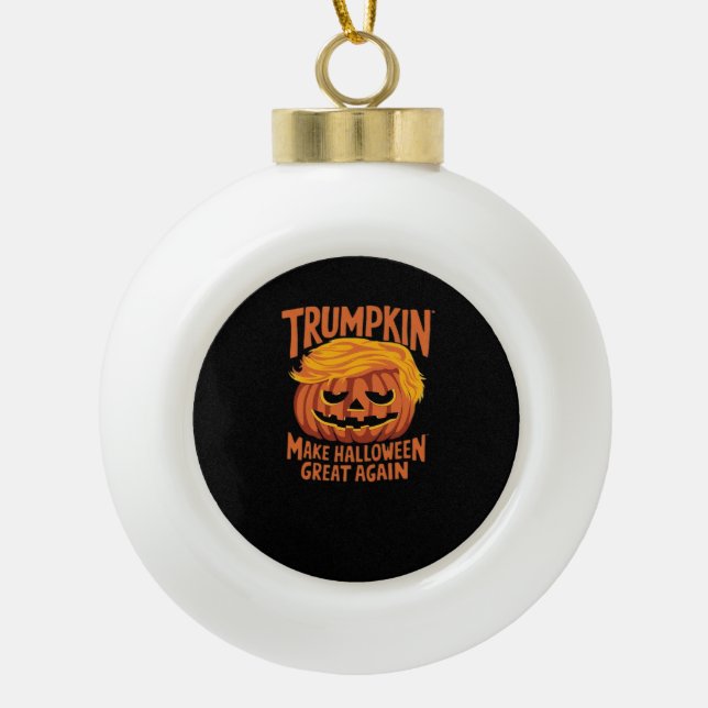 Trumpkin Make America Halloween Great Again Classi Ceramic Ball Christmas Ornament (Front)