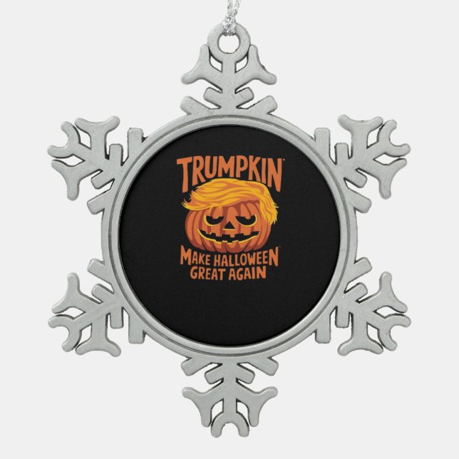 Trumpkin Make America Halloween Great Again Classi Snowflake Pewter Christmas Ornament (Front)
