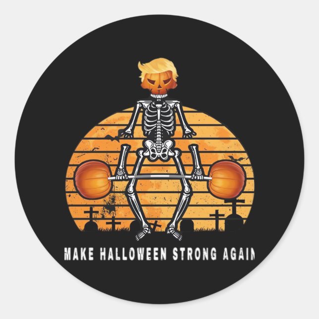 Trumpkin Make Halloween  Again Gym Fitness Funny Classic Round Sticker (Front)