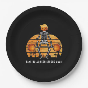 Trumpkin Make Halloween Again Gym Fitness Funny Paper Plate