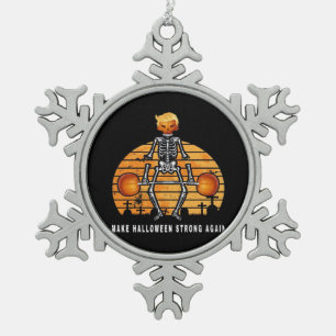Trumpkin Make Halloween Again Gym Fitness Funny Snowflake Pewter Christmas Ornament