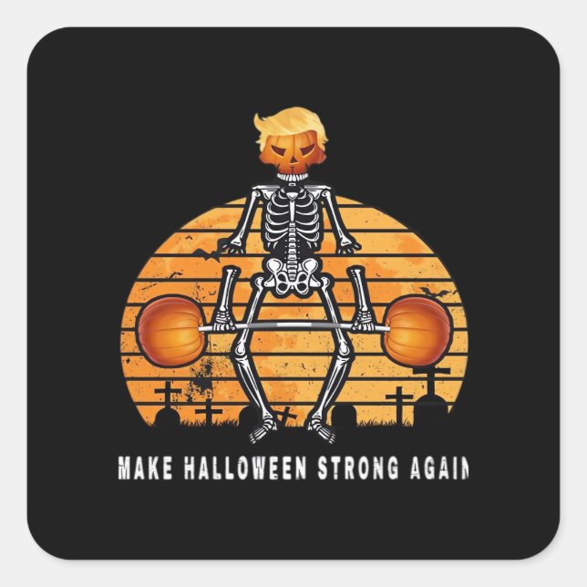 Trumpkin Make Halloween  Again Gym Fitness Funny Square Sticker (Front)