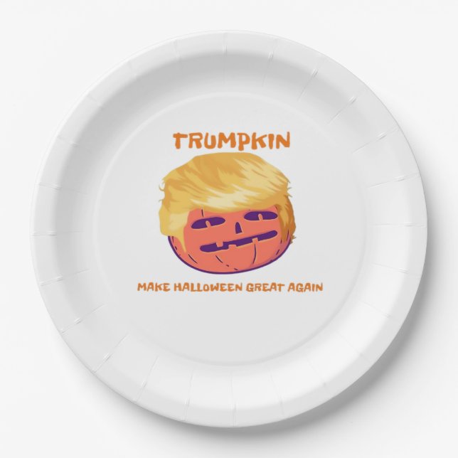 Trumpkin, Make Halloween Great Again And Again  Paper Plate (Front)