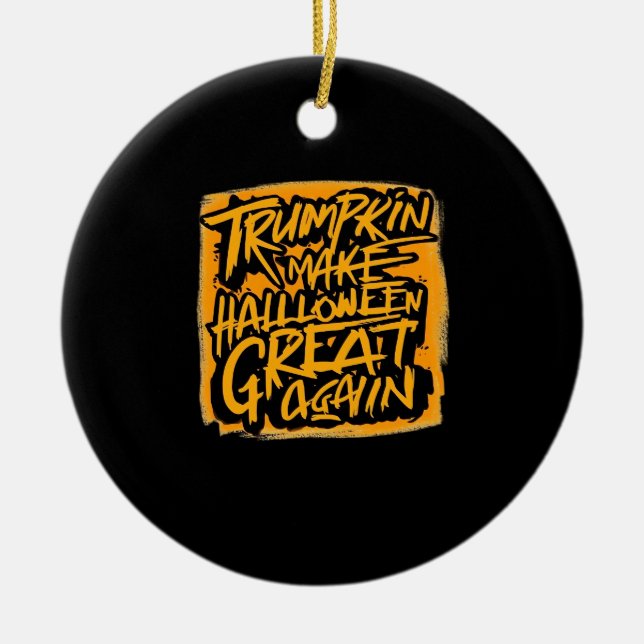 Trumpkin Make Halloween Great Again – Autumn Sloth Ceramic Tree Decoration (Front)