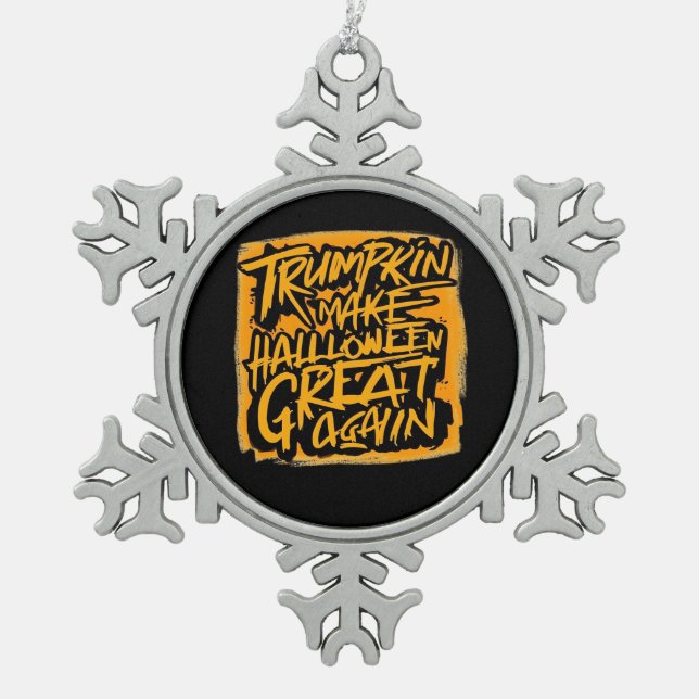 Trumpkin Make Halloween Great Again – Autumn Sloth Snowflake Pewter Christmas Ornament (Front)