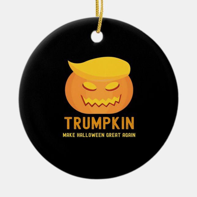 Trumpkin Make Halloween Great Again – Basic Parody Ceramic Tree Decoration (Front)
