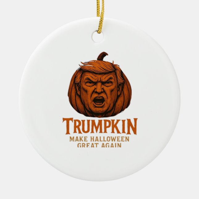 Trumpkin... Make Halloween Great Again Ceramic Tree Decoration (Front)