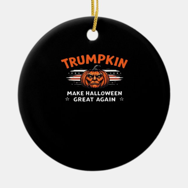 Trumpkin Make Halloween Great Again Classic Ceramic Tree Decoration (Front)