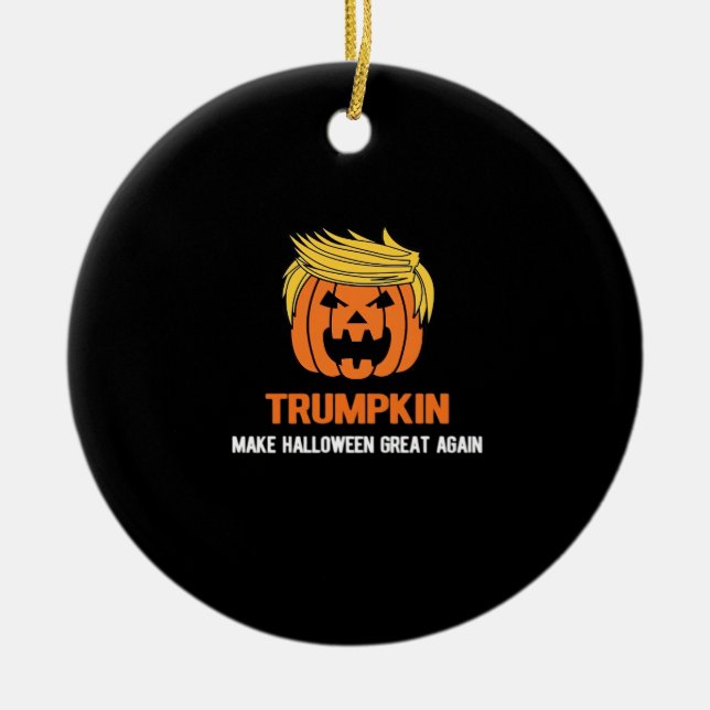 Trumpkin Make Halloween Great Again Classic Ceramic Tree Decoration (Front)