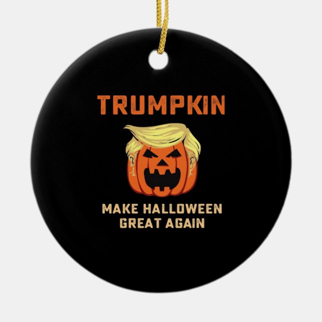 Trumpkin Make Halloween Great Again – Classic Pump Ceramic Tree Decoration (Front)