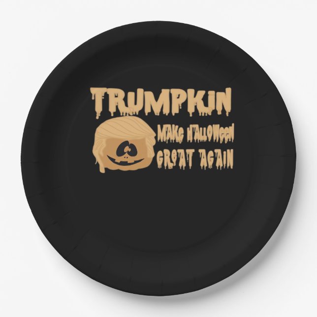 Trumpkin Make Halloween Great Again Classic – Skel Paper Plate (Front)