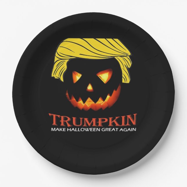 Trumpkin Make Halloween Great Again Classic – Slot Paper Plate (Front)