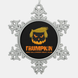 Trumpkin, Make Halloween Great Again Classic Snowflake Pewter Christmas Ornament