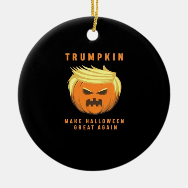 Trumpkin Make Halloween Great Again Fitted Ceramic Tree Decoration (Front)