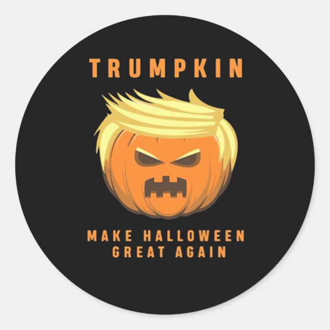 Trumpkin Make Halloween Great Again Fitted Classic Round Sticker (Front)