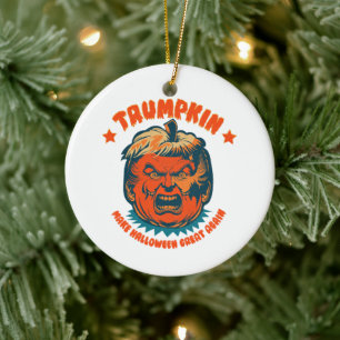 trumpkin make halloween great again funny  ceramic tree decoration