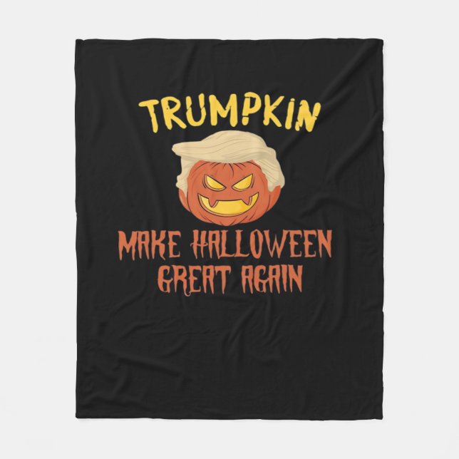 Trumpkin Make Halloween Great Again – Funny Costum Fleece Blanket (Front)