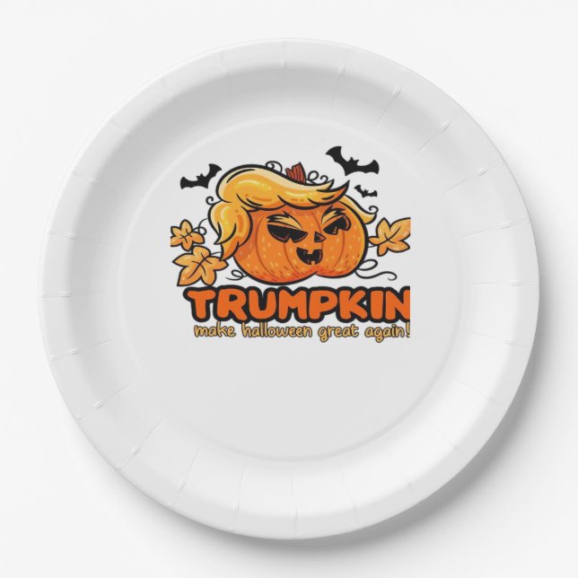 Trumpkin - Make Halloween Great Again! - Funny Hal Paper Plate (Front)