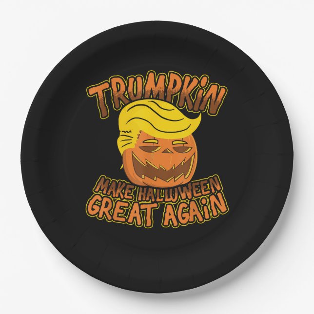 Trumpkin Make Halloween Great Again Funny Politics Paper Plate (Front)