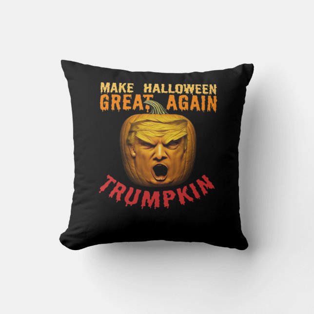 Trumpkin Make Halloween Great Again – Funny Pumpki Cushion (Front)