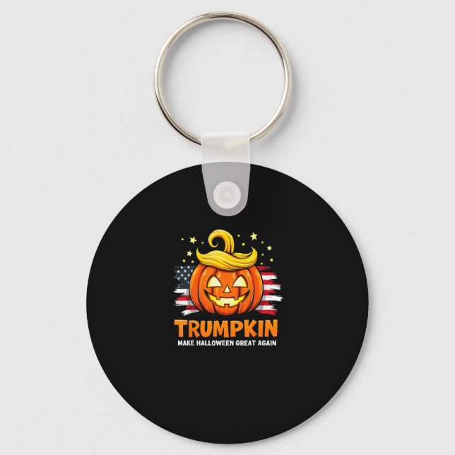 Trumpkin Make Halloween Great Again Funny Pumpkin Key Ring (Front)