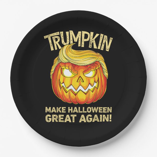 Trumpkin Make Halloween Great Again Funny Pumpkin  Paper Plate (Front)