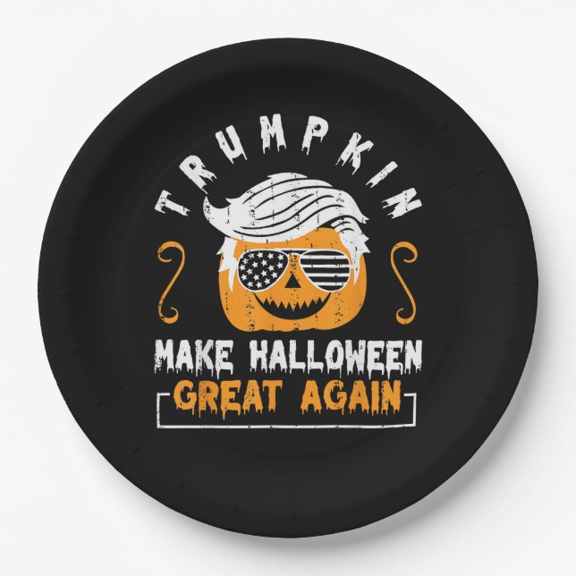 Trumpkin Make Halloween Great Again Funny Pumpkin  Paper Plate (Front)