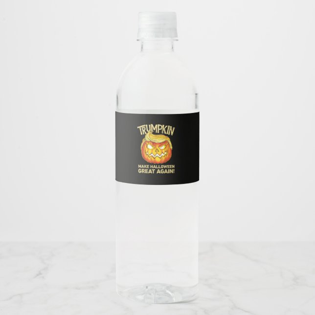 Trumpkin Make Halloween Great Again Funny Pumpkin  Water Bottle Label (Front)