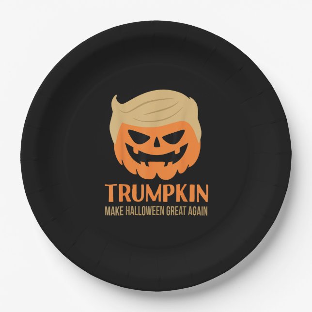 Trumpkin Make Halloween Great Again Funny Sarcasti Paper Plate (Front)