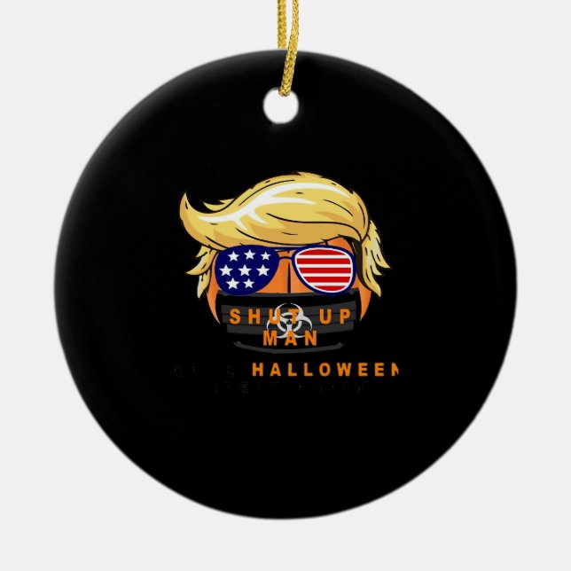 Trumpkin Make Halloween Great Again Gift Classic Ceramic Tree Decoration (Front)