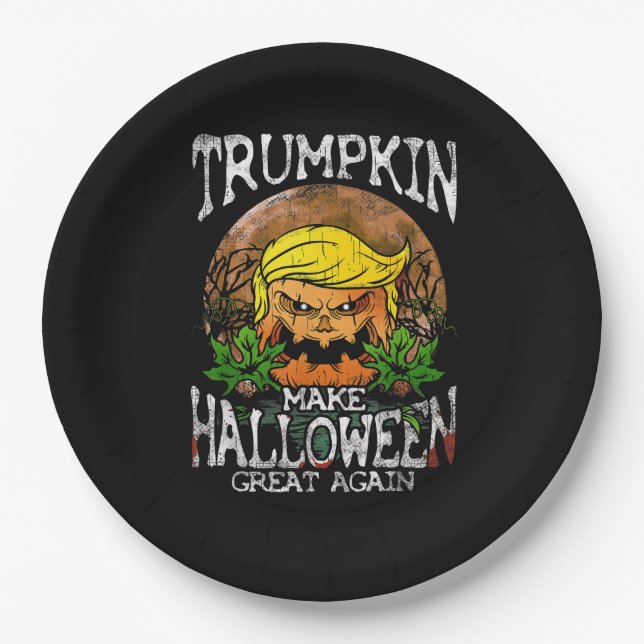 Trumpkin Make Halloween Great Again Gift Paper Plate (Front)