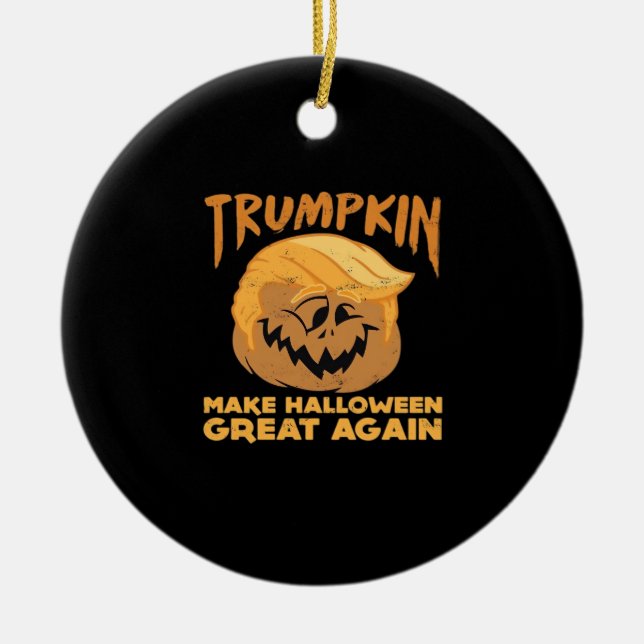 Trumpkin Make Halloween Great Again Halloween Desi Ceramic Tree Decoration (Front)