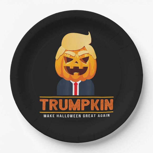 Trumpkin Make Halloween Great Again Halloween Paper Plate (Front)