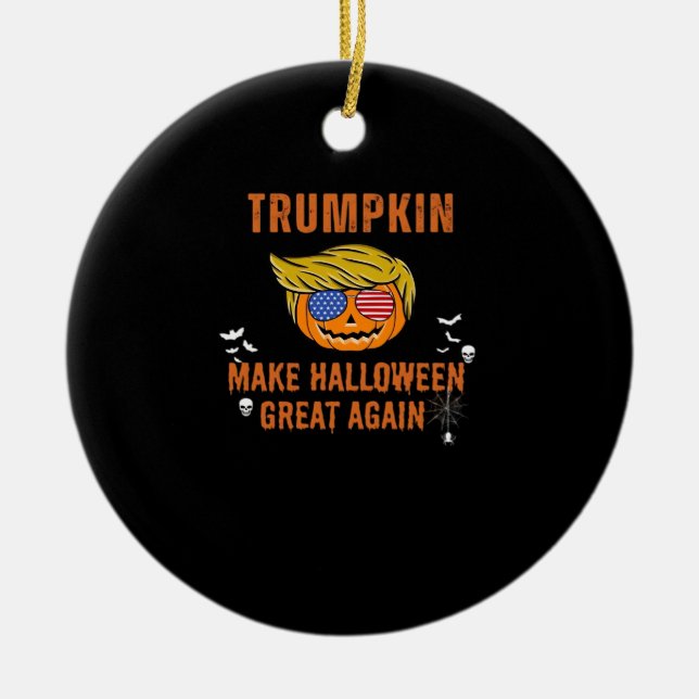 Trumpkin Make Halloween Great Again,  Halloween Pu Ceramic Tree Decoration (Front)