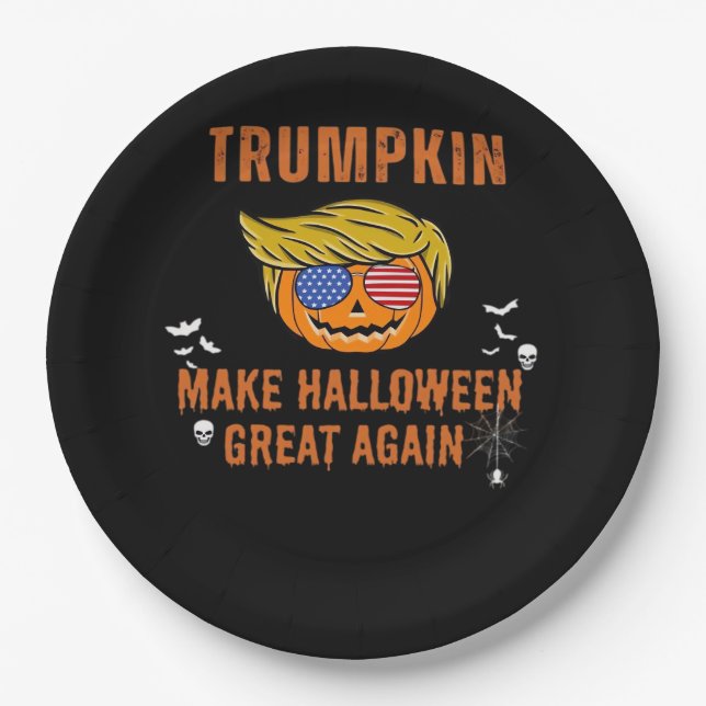 Trumpkin Make Halloween Great Again,  Halloween Pu Paper Plate (Front)