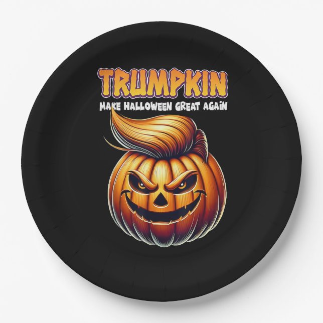 Trumpkin Make Halloween Great Again  Jack O Lanter Paper Plate (Front)