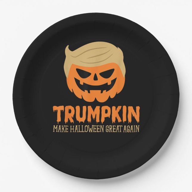 Trumpkin Make Halloween Great Again Jack O Lantern Paper Plate (Front)