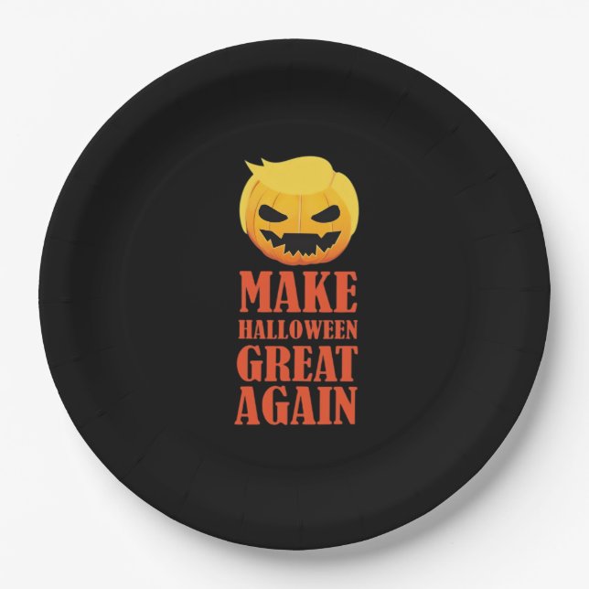 Trumpkin Make Halloween Great Again – MAGA Pumpkin Paper Plate (Front)