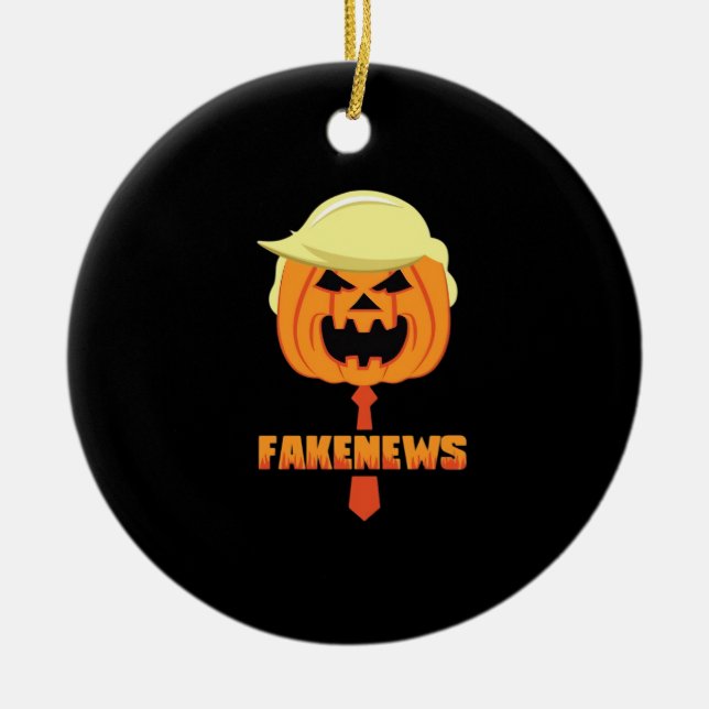 Trumpkin Make Halloween Great Again - News Classic Ceramic Tree Decoration (Front)