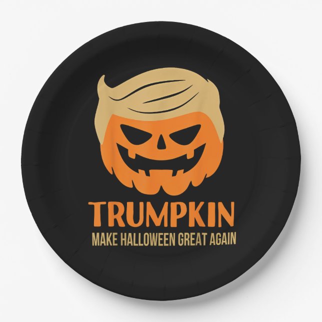 Trumpkin Make Halloween Great Again Paper Plate (Front)