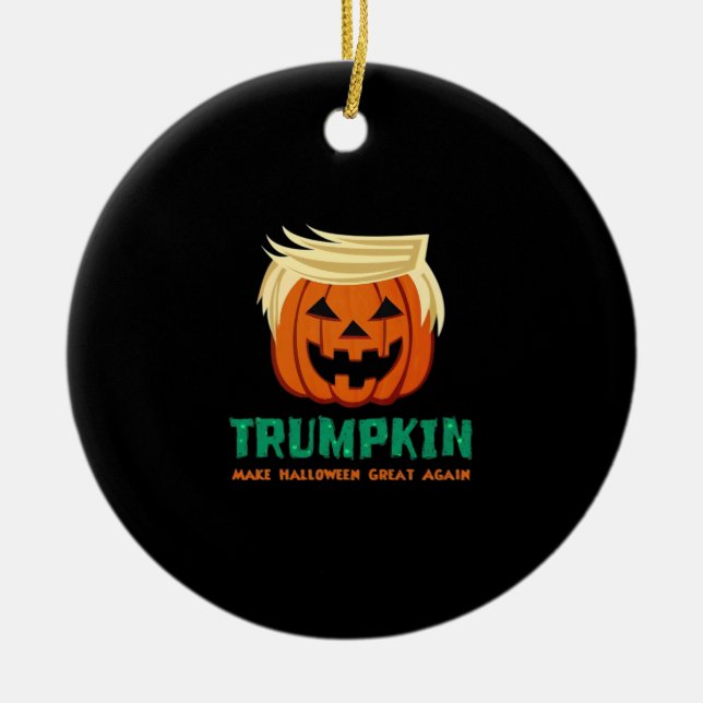 Trumpkin Make Halloween Great Again Quote Ceramic Tree Decoration (Front)