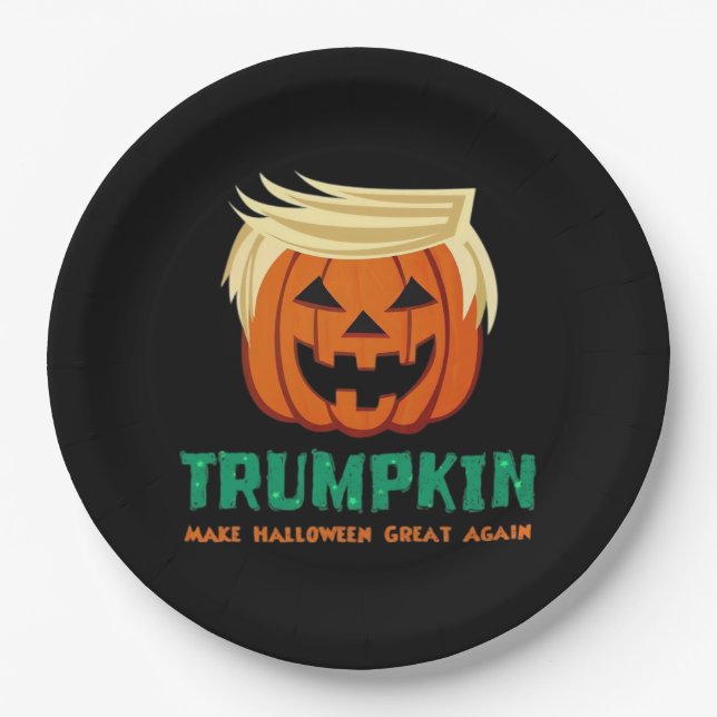Trumpkin Make Halloween Great Again Quote Paper Plate (Front)
