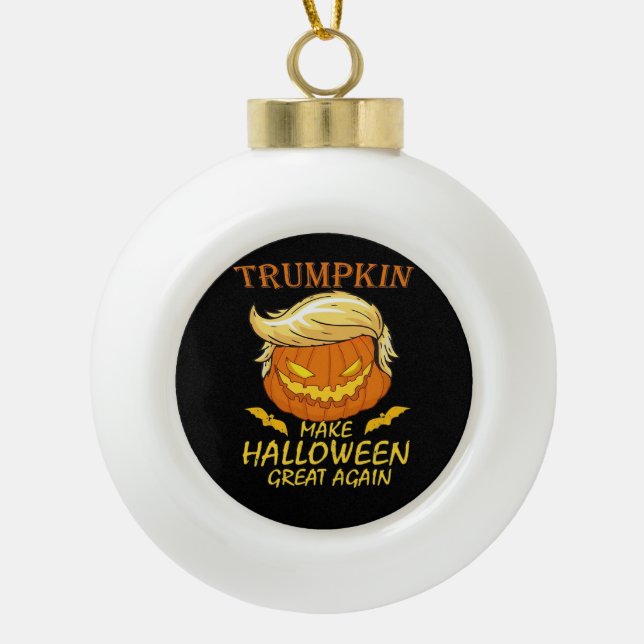 Trumpkin Make Halloween Great Again – Retro Pumpki Ceramic Ball Christmas Ornament (Front)