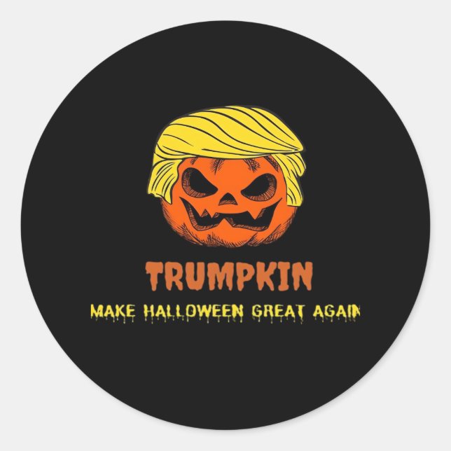 Trumpkin Make Halloween Great Again Short Funny Ha Classic Round Sticker (Front)