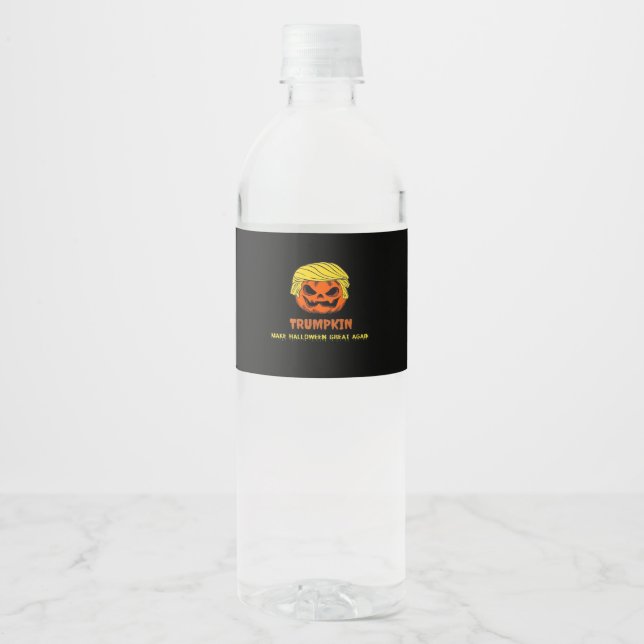 Trumpkin Make Halloween Great Again Short Funny Ha Water Bottle Label (Front)