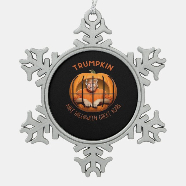 Trumpkin Make Halloween Great Again – Sloth Mask  Snowflake Pewter Christmas Ornament (Front)